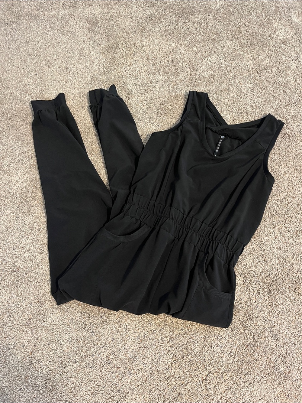 Kuhl Black Sleeveless Elastic-Waist Jumpsuit with Pockets